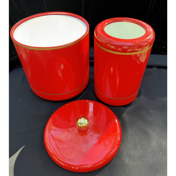 Vintage Neiman Marcus Japan Christmas Bar Ice Bucket & Matching Wine Chiller - Picture 8 of 12